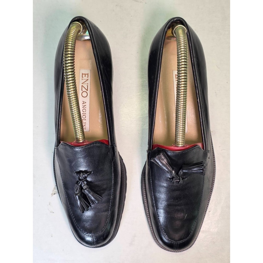 Enzo Angiolini Mendora Women's Loafers Size 5.5 Black Leather Tassel Dress Shoes